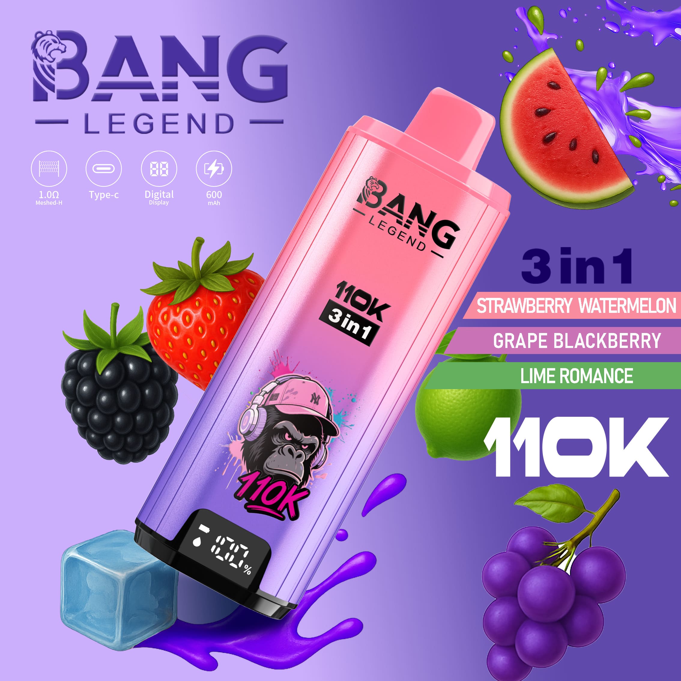 Bang Legend 110000 Puffs 3 w 1 Smaki – Jednorazowy E-Papieros Z Niezrównaną Wydajnością i Wszechstronnością Smaków! - obrazek 11